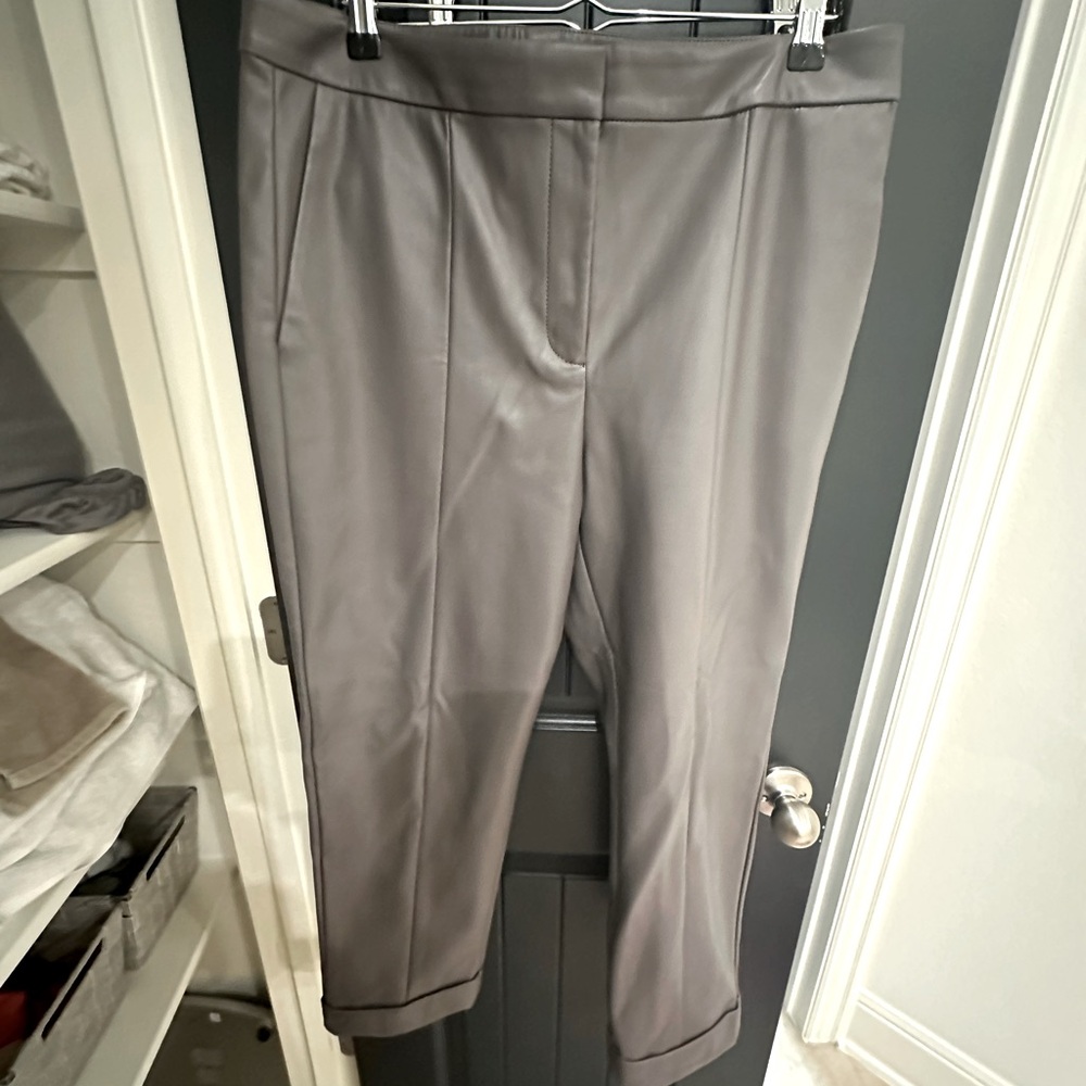 Ann Taylor faux leather trousers with a cuff.